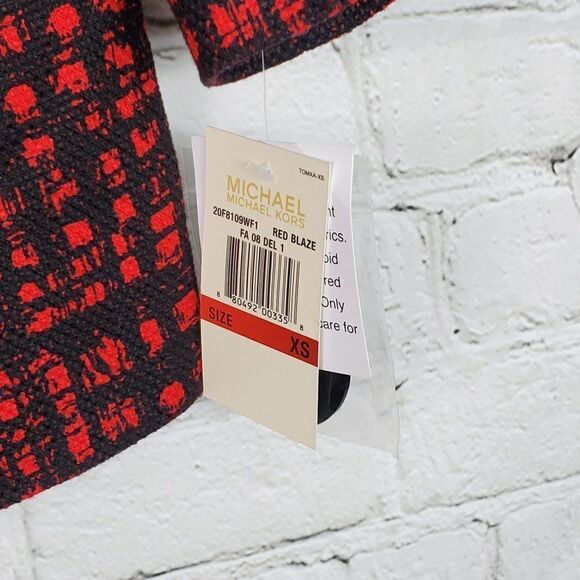Michael Michael Kors Blazer Jacket Big Buttons 1/2 Sleeve Black & Red XS NWT - Picture 6 of 10